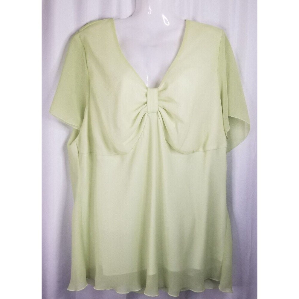 Avenue Women's Top Blouse Chiffon Layered Lemon Lime Lined Size 22/24